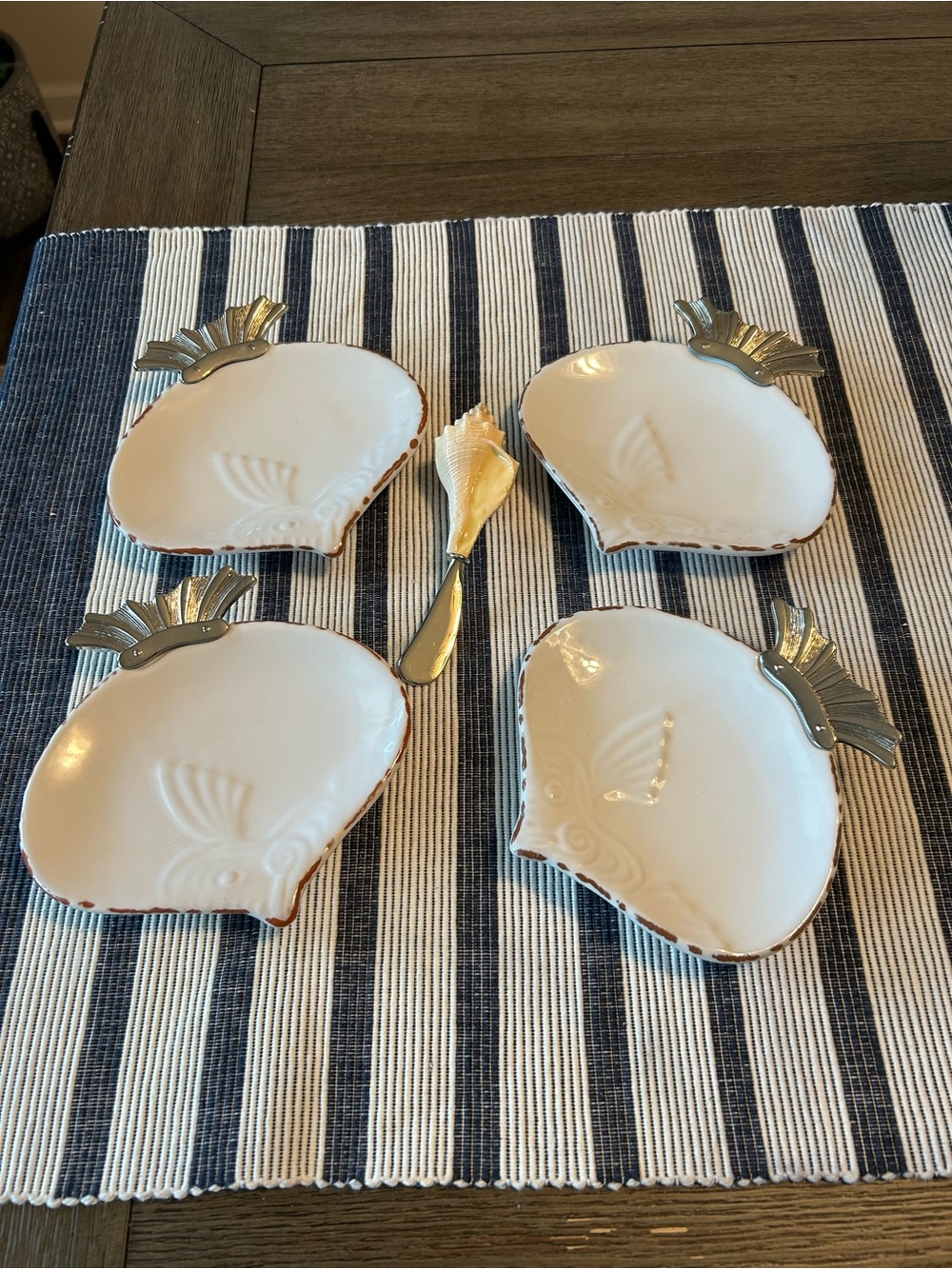Mudpie Coral Reef Fish Appetizer Plates & Shell Spreader